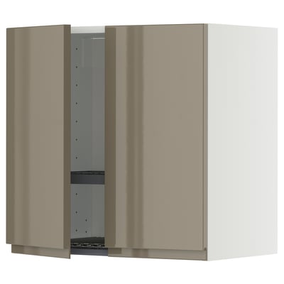 METOD kitchen cabinet, high-gloss dark gray-brown, rectangular, two doors.