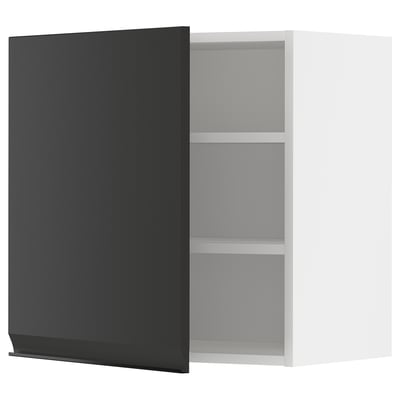 METOD kitchen cabinet, modern black, square shape, white interior.