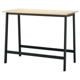 A MITTZON high conference table in black with a light wooden top and metal legs.