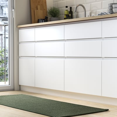 MORUM Rug flatwoven, in/outdoor, dark green, 60x150 cm