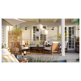 NÄMMARÖ Modular corner sofa, 3-seat, outdoor light brown stained/Frösön/Duvholmen beige
