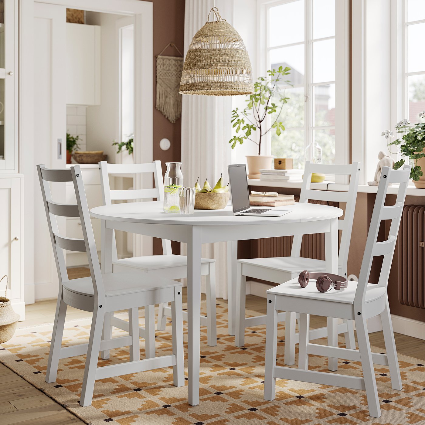 NÄSINGE NORDVIKEN table and chairs, white/white, 120 cm