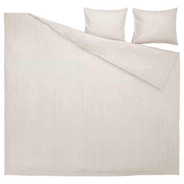 NATTJASMIN Duvet cover and 2 pillowcases, light beige, 240x220/50x60 cm