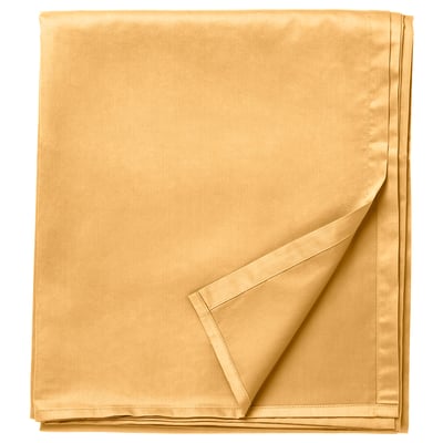 NATTJASMIN sheet set, golden yellow, sateen fabric, cotton-lyocell blend, folded neatly.