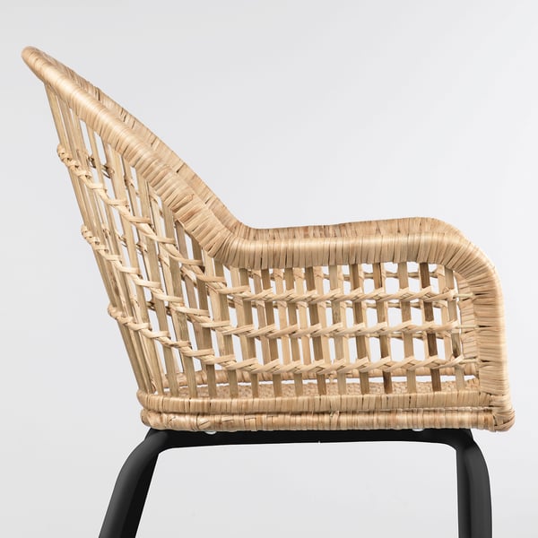NILSOVE chair with armrests, rattan/black - IKEA Spain