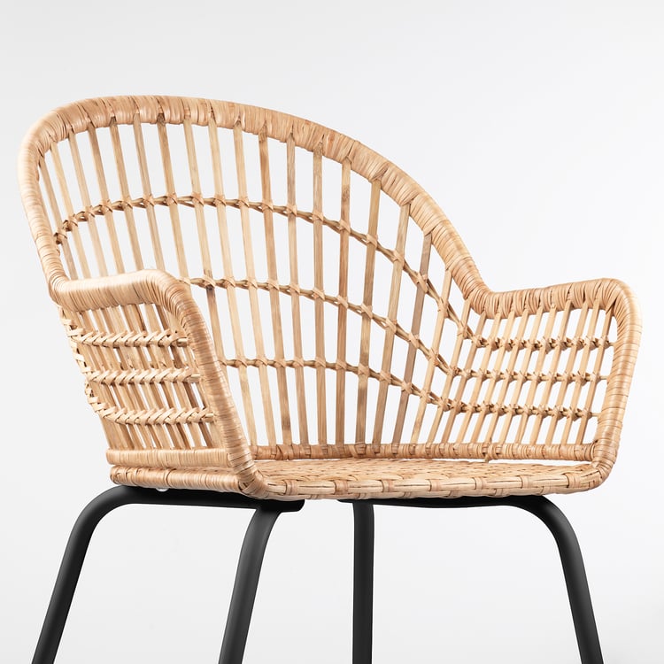 NILSOVE chair with armrests, rattan/black - IKEA Spain