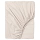 NONNEA off-white cotton fitted sheet, high-quality, elastic edges, rectangular.