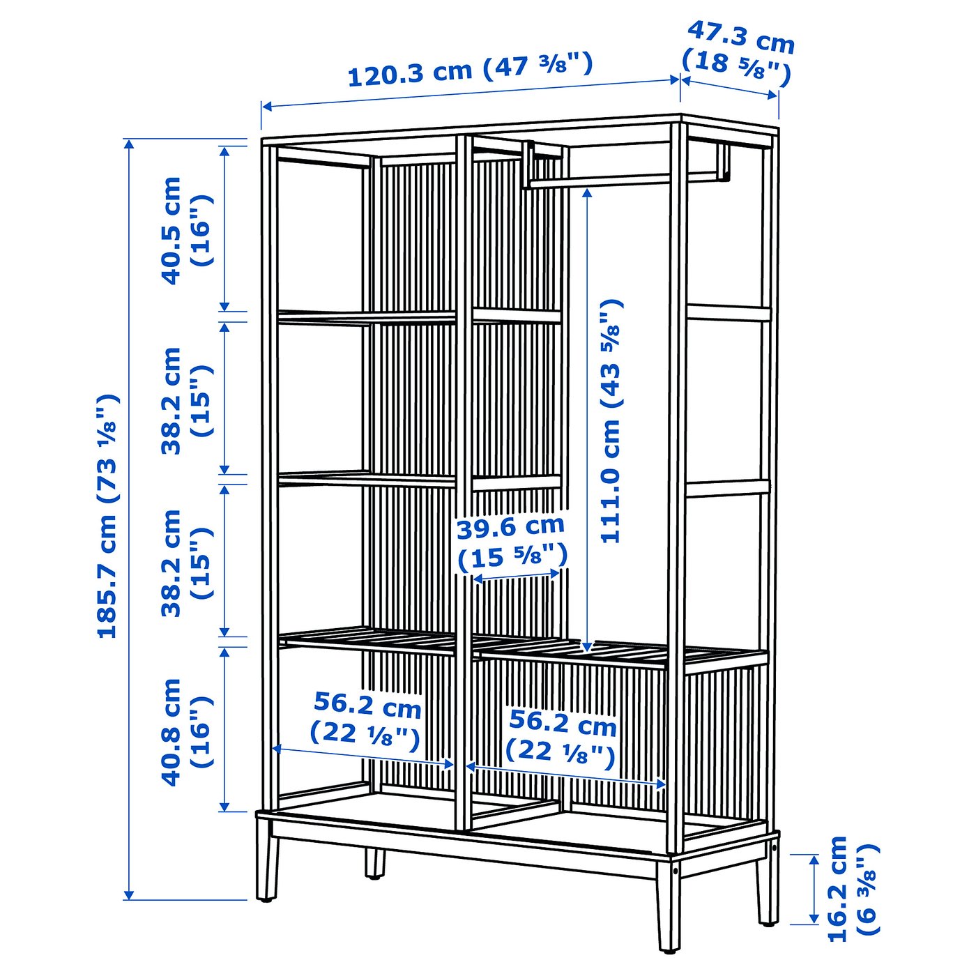 NORDKISA オープンドローブラック 120x186 cm NORDKISA open wardrobe with sliding door, bamboo, 120x186 cm