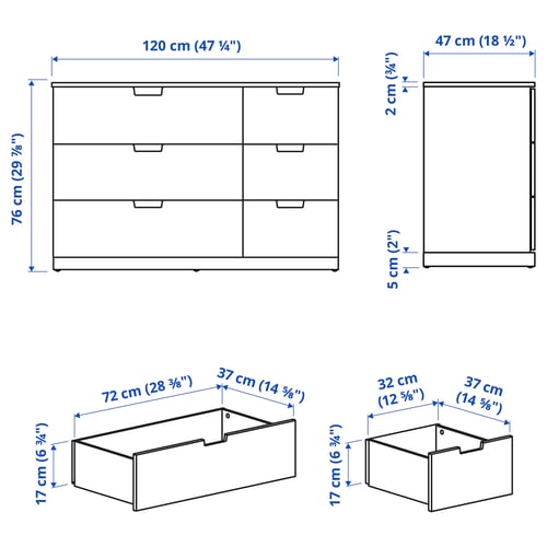 Illustration with measurements for the product: NORDLI.