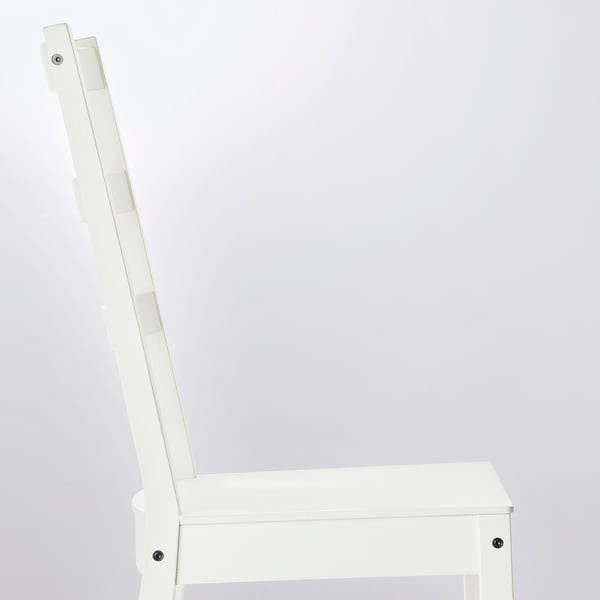 White wooden chair with high back. Sturdy construction, high backrest for comfort.