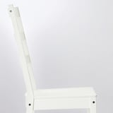 White wooden chair with high back. Sturdy construction, high backrest for comfort.