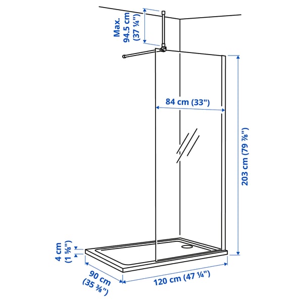 Illustration with measurements for the product: OPPEJEN.
