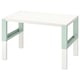 PÅHL Desk, height adjustable white/light green, 96x58 cm