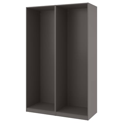 A gray PAX wardrobe frame. It is rectangular, with an open interior, no shelves or doors.