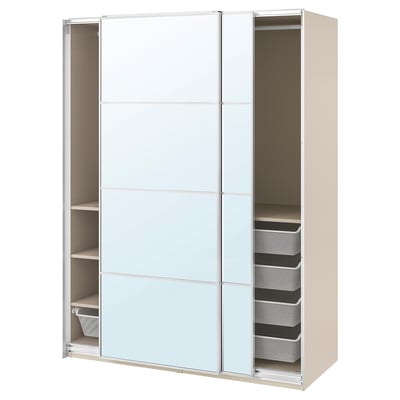 White PAX wardrobe, sliding doors, internal organizers.