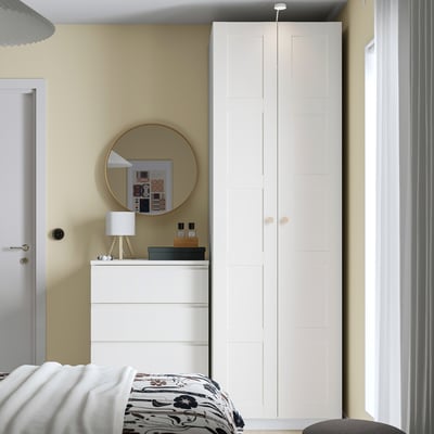 PAX / BERGSBO Wardrobe combination, white white/white, 75x60x236 cm