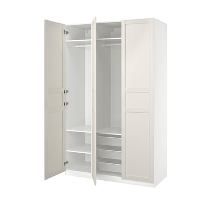 PAX / FLISBERGET Wardrobe combination, white/off-white, 150x60x236 cm