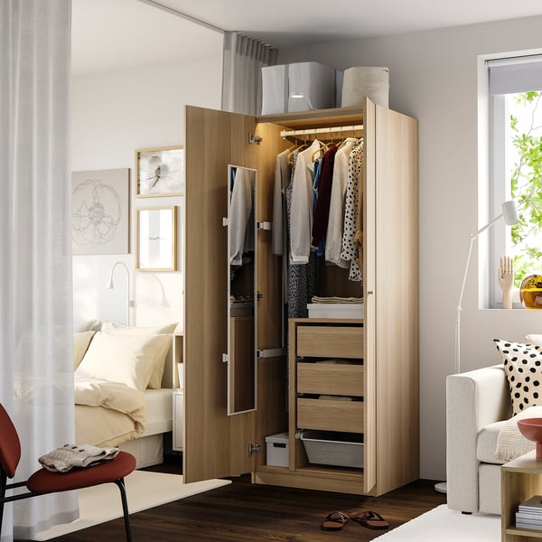PAX / FORSAND Wardrobe combination, white stained oak effect white stained oak effect, 75x60x201 cm