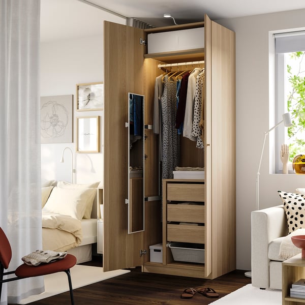 PAX / FORSAND Wardrobe combination, white stained oak effect white stained oak effect, 75x60x236 cm