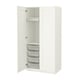 Option: White PAX wardrobe, open showing mesh baskets and trouser hanger.