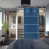 PAX / MEHAMN Wardrobe with sliding doors, white white/double sided blue, 200x66x236 cm