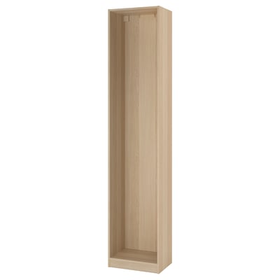 PAX wardrobe frame, light wood, slim design.