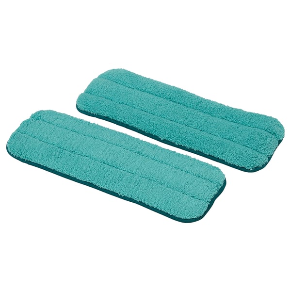PEPPRIG teal microfiber mop refills, rectangular, textured, recycled polyester.