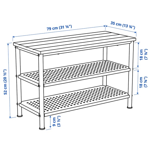 Illustration with measurements for the product: PINNIG.