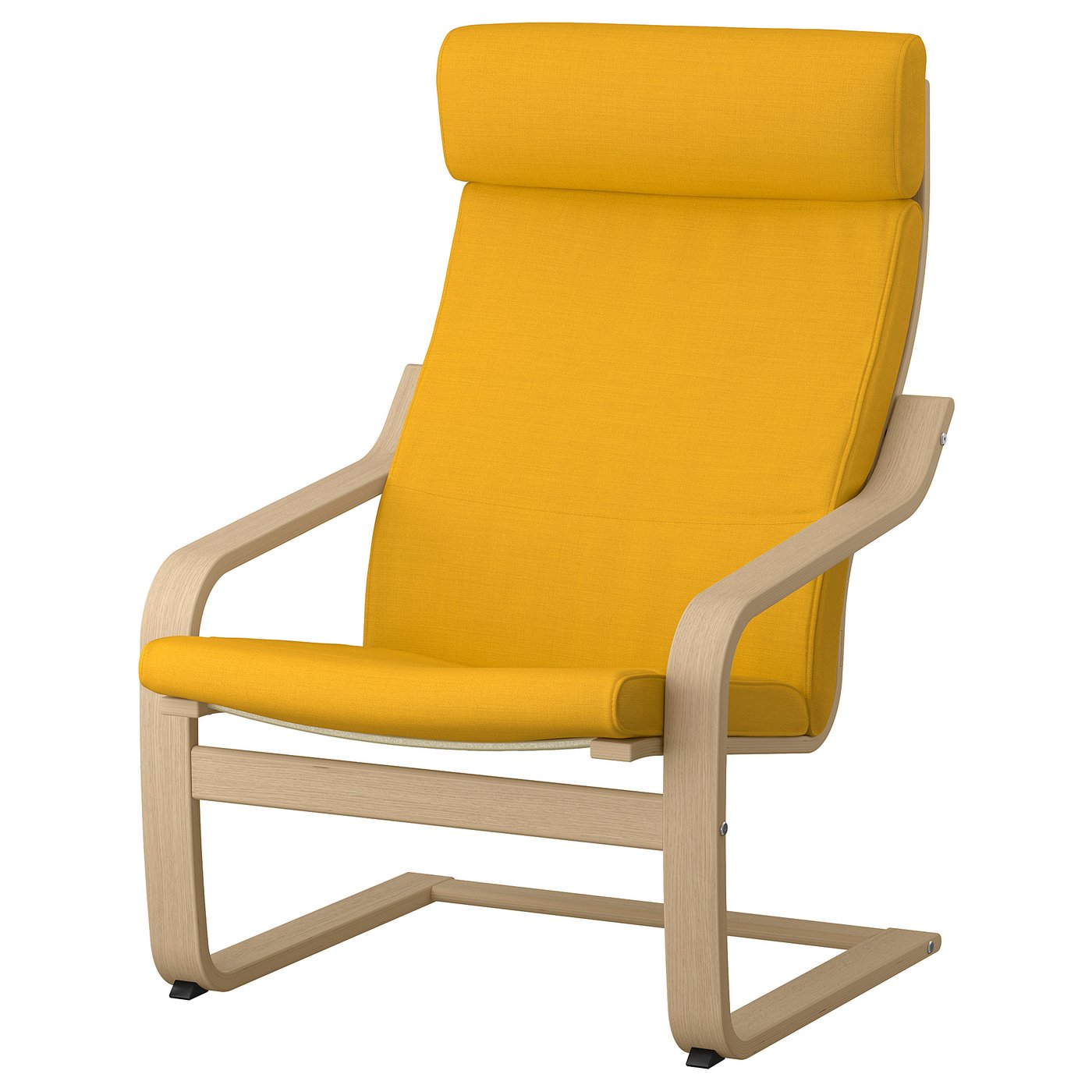 IKEA POÄNG イエロー リクライニングチェア POÄNG armchair, white stained oak veneer/Skiftebo yellow - IKEA Spain