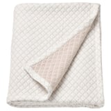 PRAKTVIAL off-white recycled bedspread with quilted diamond pattern.