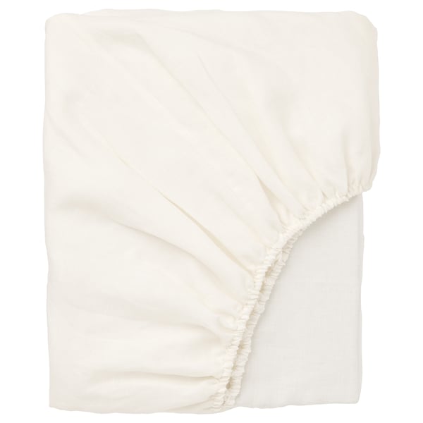 PUDERVIVA Fitted sheet, white, 160x200 cm