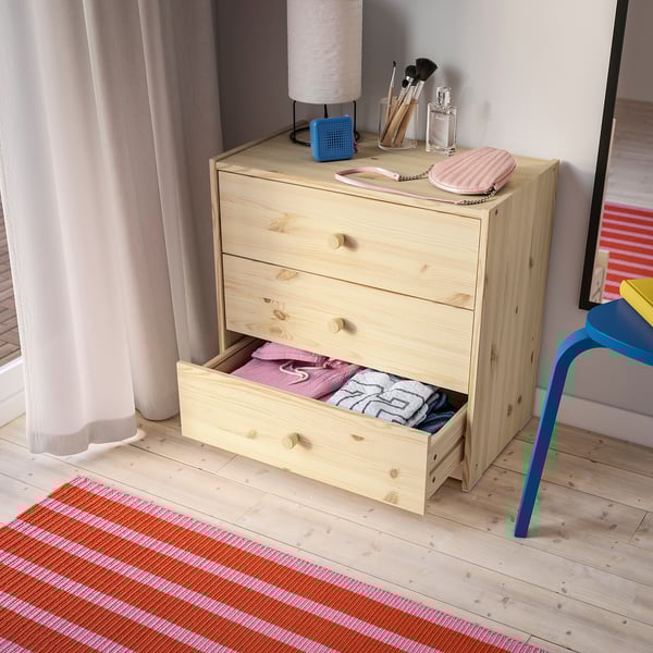RAST Chest of 3 drawers, pine, 60x59 cm