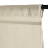 Beige RINGBLOMMA linen-look roman blind with magnetic control, partially raised for privacy and light filtering.