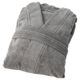 Gray ROCKÅN bathrobe with soft terry, belt loops, and pockets.