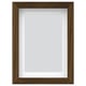 Wooden picture frame, brown, square, with glass front.