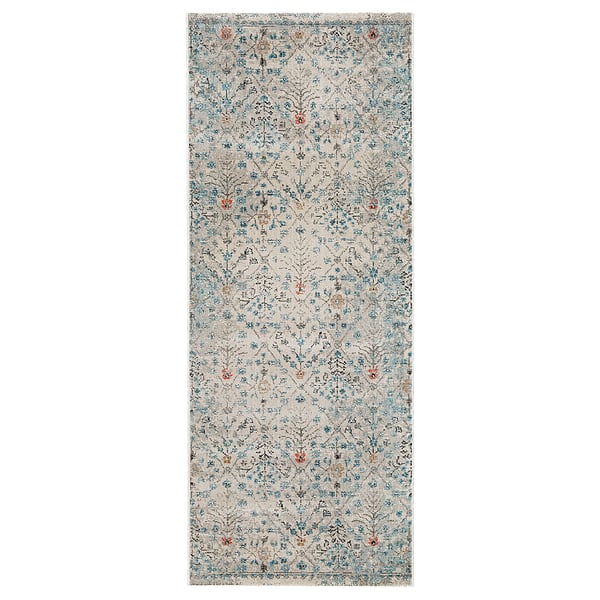 ROMDRUP rug, low pile, beige antique look/floral patterned, 80x200 cm