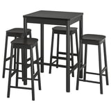 RÖNNINGE: black bar set with square table and matching stools, modern design.