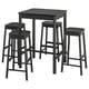 RÖNNINGE: black bar set with square table and matching stools, modern design.