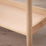 Natural wooden shelves, sturdy birch frame, clean lines.