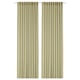 Two sheer olive green curtains hang side by side, with rod pockets at the top. Made from 100% recycled polyester.