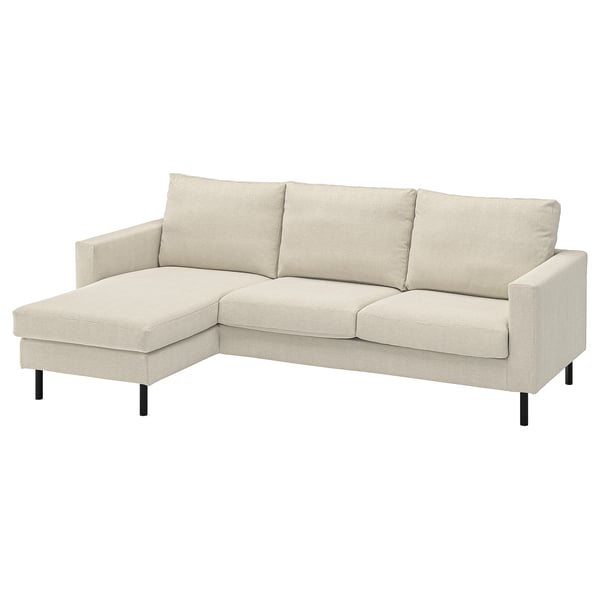 SALTSJÖBADEN 3-seat sofa with chaise longue, Fridtuna light beige