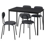 SANDSBERG Table and 4 chairs, black black/Remmarn anthracite anthracite, 110x67 cm