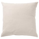 A beige SANDTRAV cushion with a textured cotton cover and feather filling, zippered for easy cleaning.