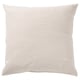 Option: A beige SANDTRAV cushion with a textured cotton cover and feather filling, zippered for easy cleaning.