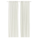 Off-white SANELA curtains, pure cotton velvet, elegant pleats, multi-way header.