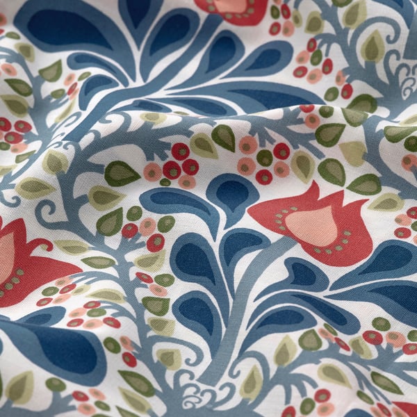 SÄTERVIDE Duvet cover 1 pillowcase for cot, white blue/floral pattern, 110x125/35x55 cm