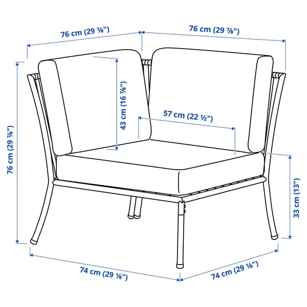 Illustration with measurements for the product: SEGERÖN.