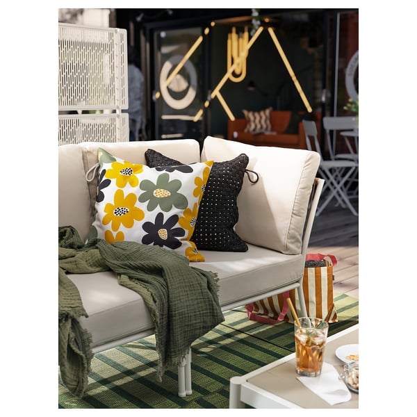 SEGERÖN Corner section with cushion, outdoor white/beige/Frösön/Duvholmen beige