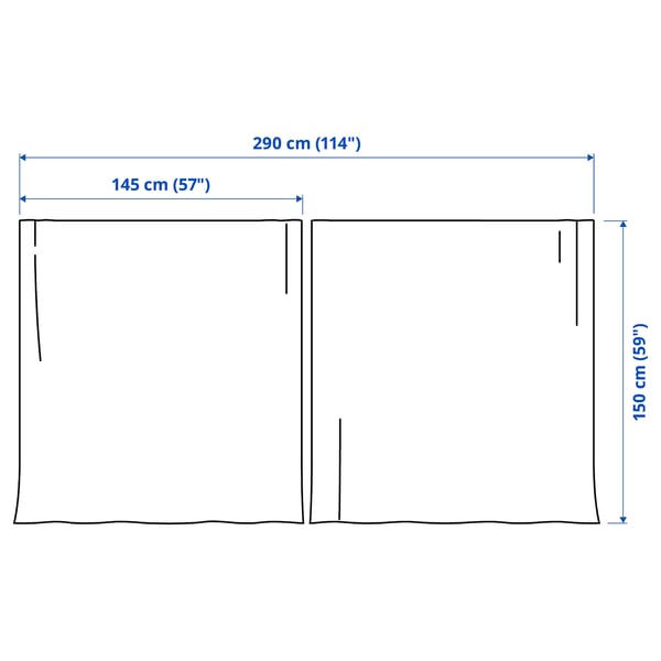 SILVERLÖNN Sheer curtains, 1 pair, white/with heading tape, 145x150 cm