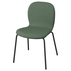 SKÅLSTA chair: green fabric, black metal base, simple design.